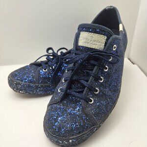Kate Spade New York Keds Felicia Kickstart All Over Navy Glitter Sneakers Sz 8.5
